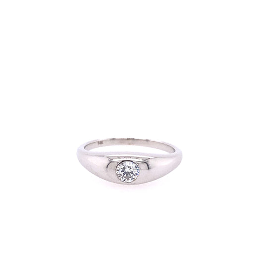 14kt White Gold Round Diamond Dome Ring