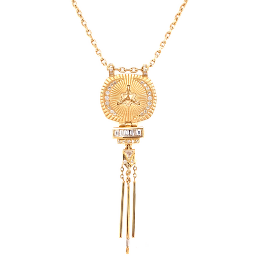 Celine Daoust 14k Baguette Diamond Merkabah Fringe Necklace