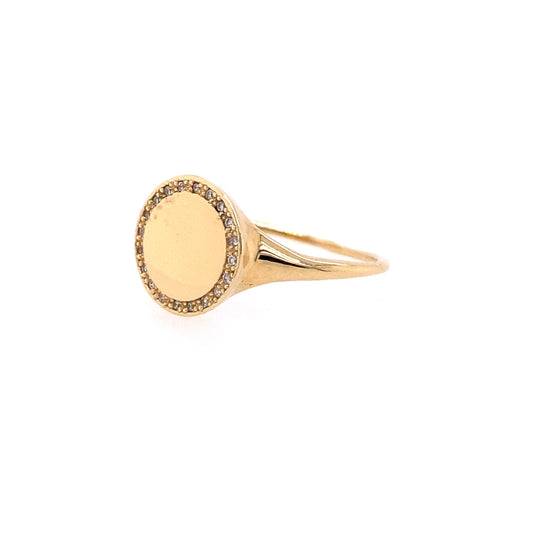 Meira T 14kt Yellow Gold Diamond Disc Signet Ring