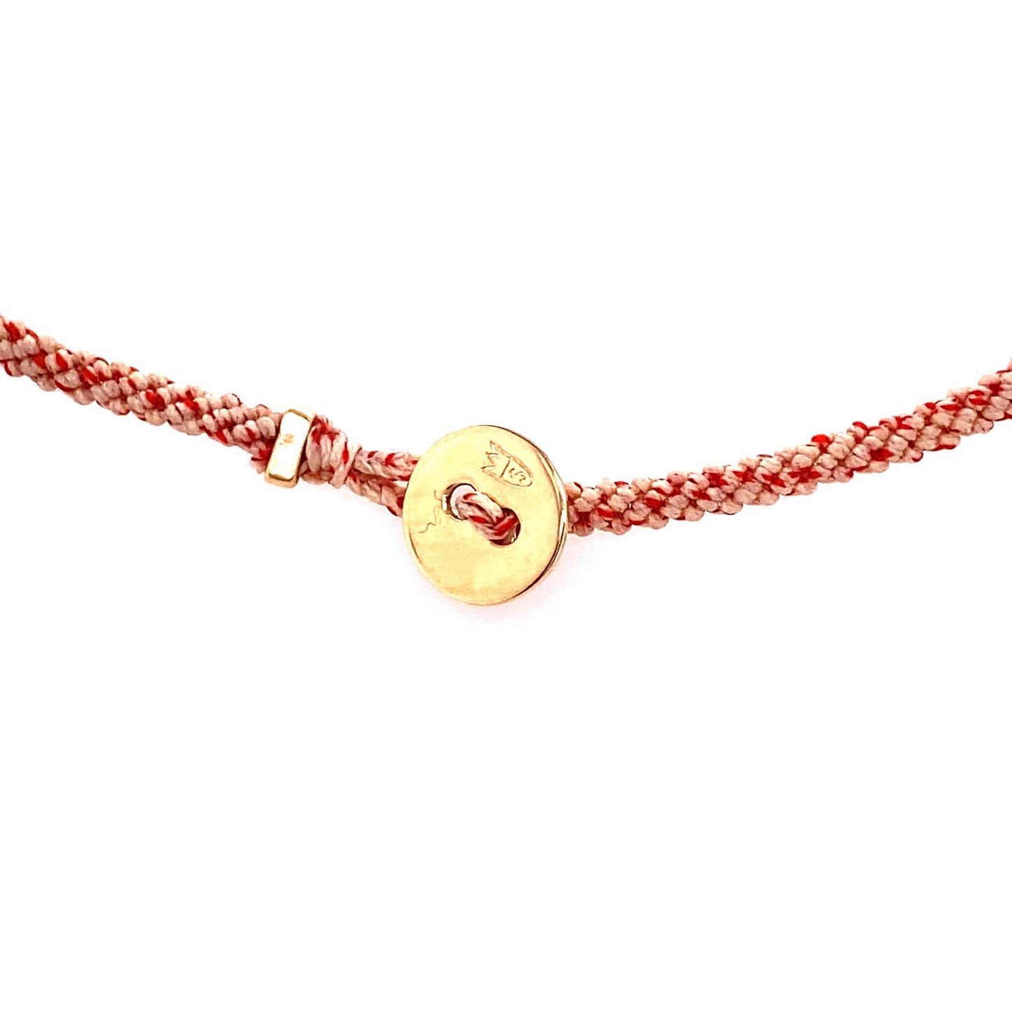 Scosha 14kt Yellow Gold Five Diamond Bezel Pink Cord Bracelet