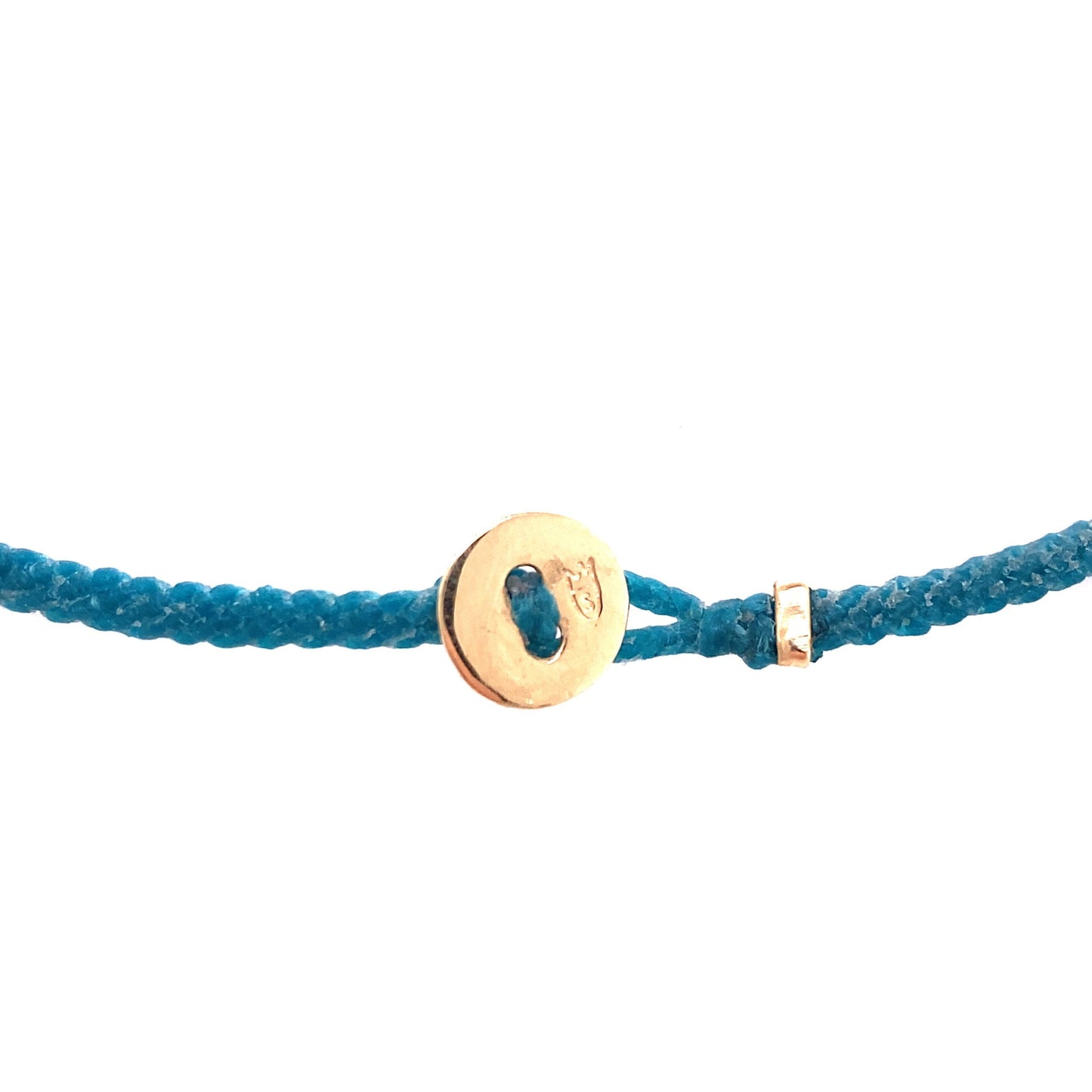 Scosha 14kt Yellow Gold Five Diamond Bezel Turquoise Cord Bracelet
