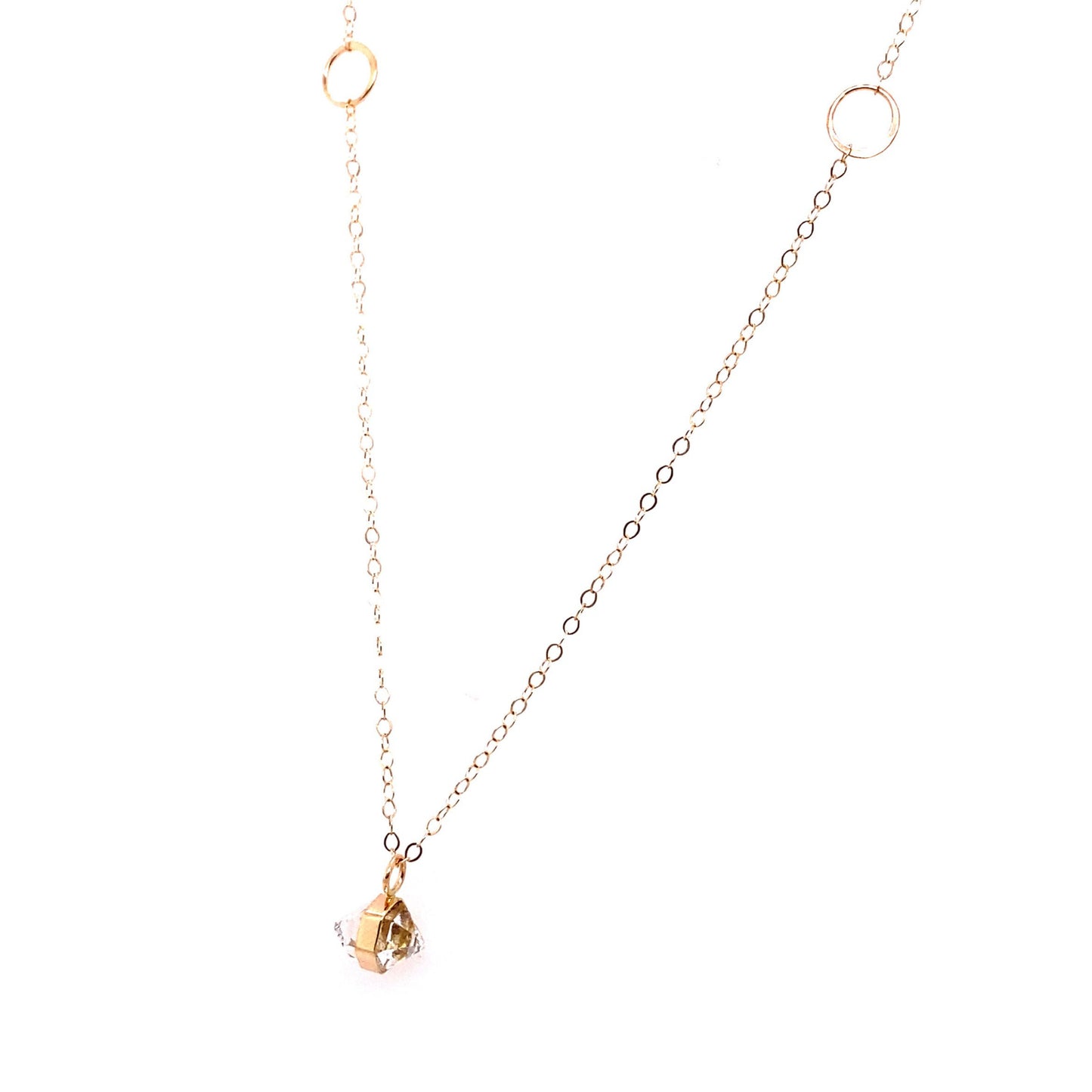Melissa Joy Manning 14kt Yellow Gold Wrap Bezel Herkimer Necklace
