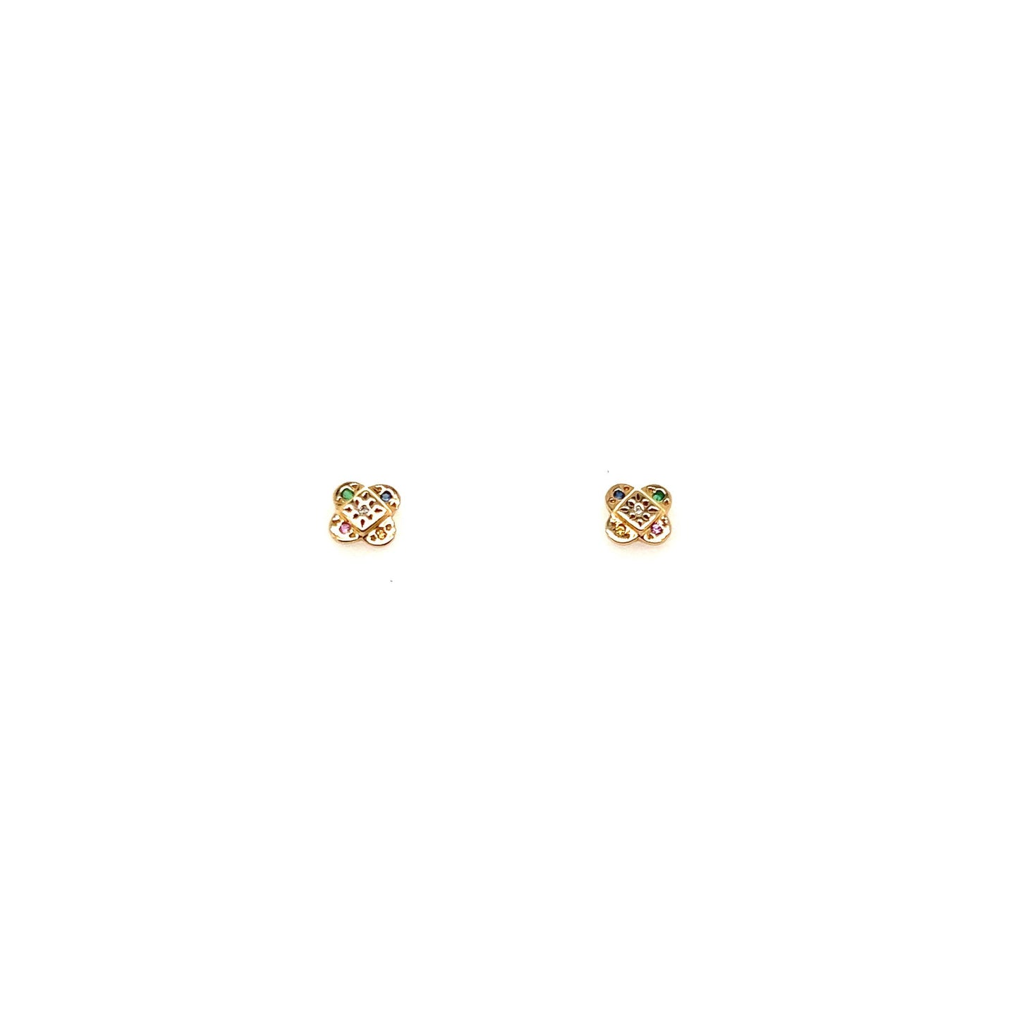 Scosha Mixed Gemstone Endless Knot Yellow Gold Studs