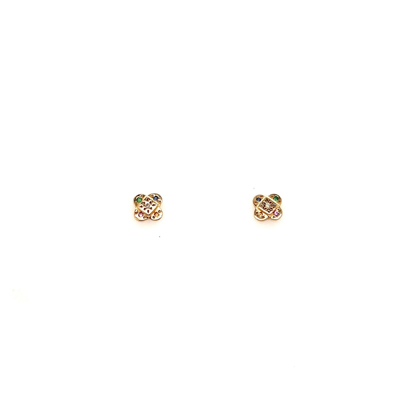 Scosha Mixed Gemstone Endless Knot Yellow Gold Studs