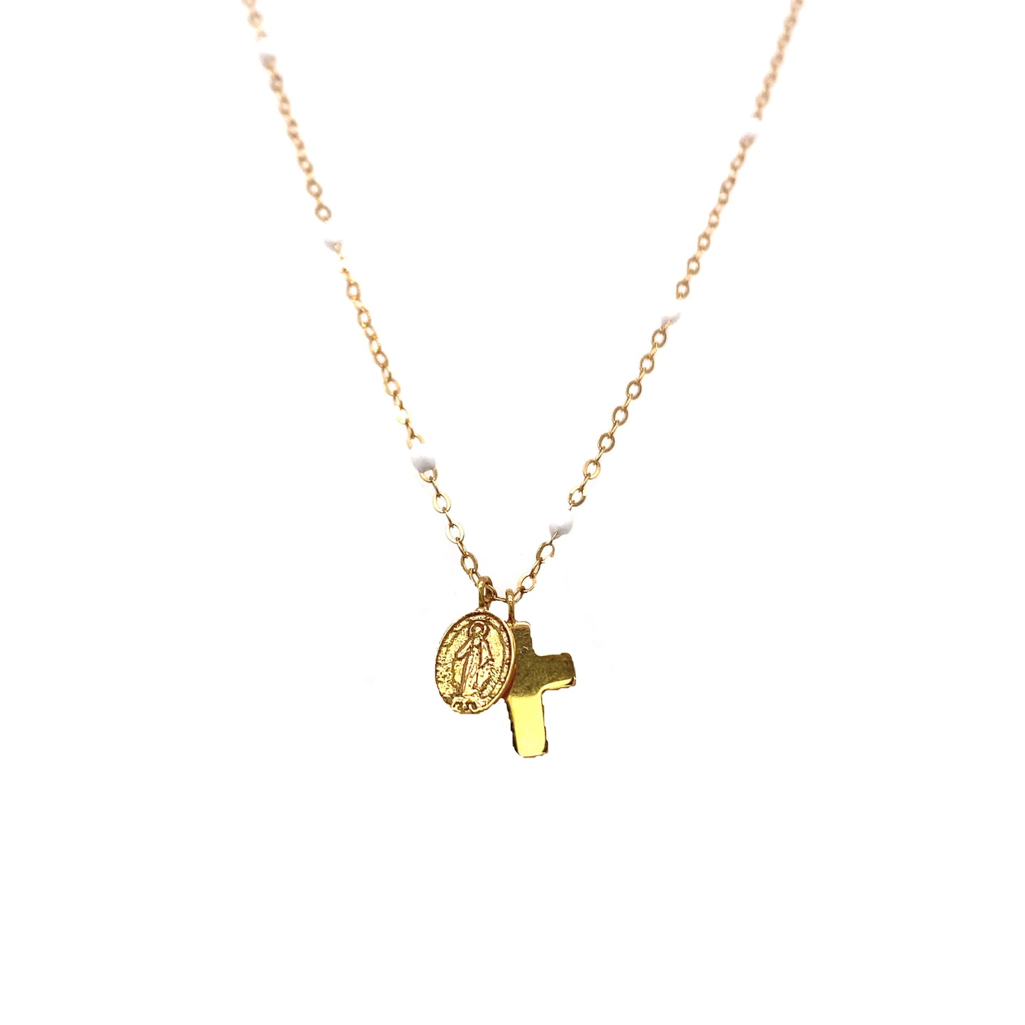 Gigi Clozeau 18kt Classic Cross Madone Necklace