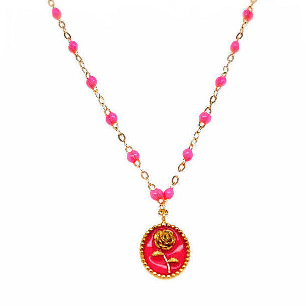Gigi Clozeau 18kt Classic Resin Rose Necklace