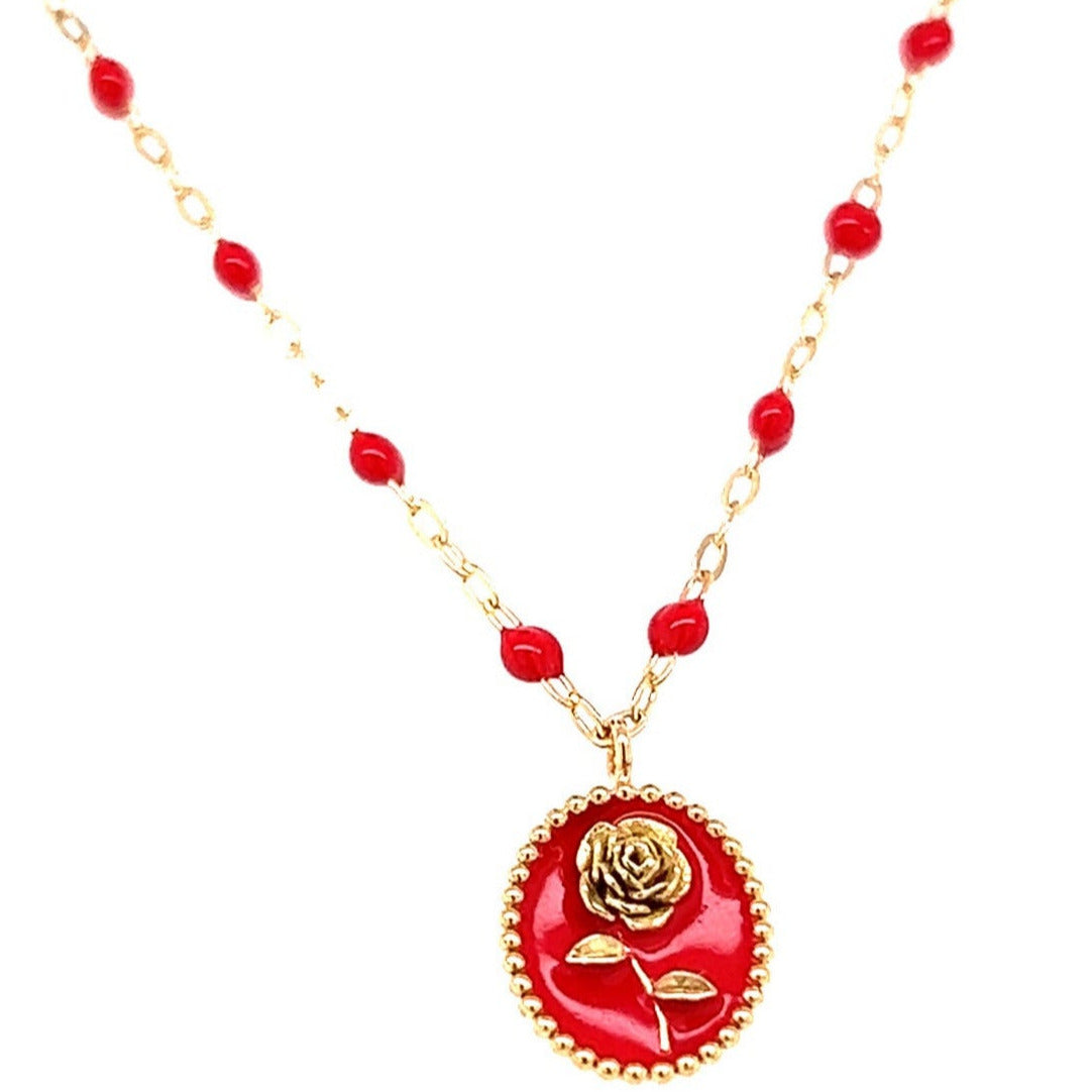 Gigi Clozeau 18kt Classic Resin Rose Necklace