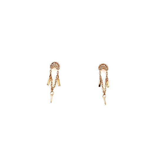 Scosha Yellow Gold Diamond Rainbow Tinsel Studs