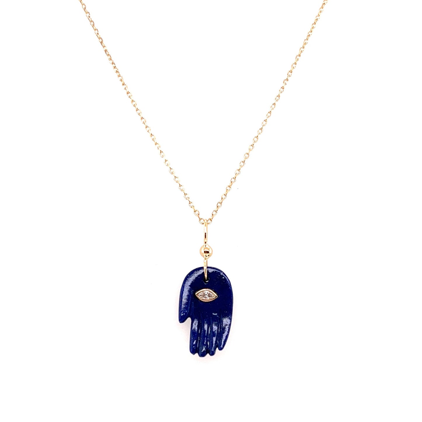 Celine Daoust 14k Lapis and Diamond Mudra's Pendant Necklace