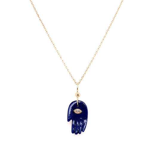 Celine Daoust 14k Lapis and Diamond Mudra's Pendant Necklace