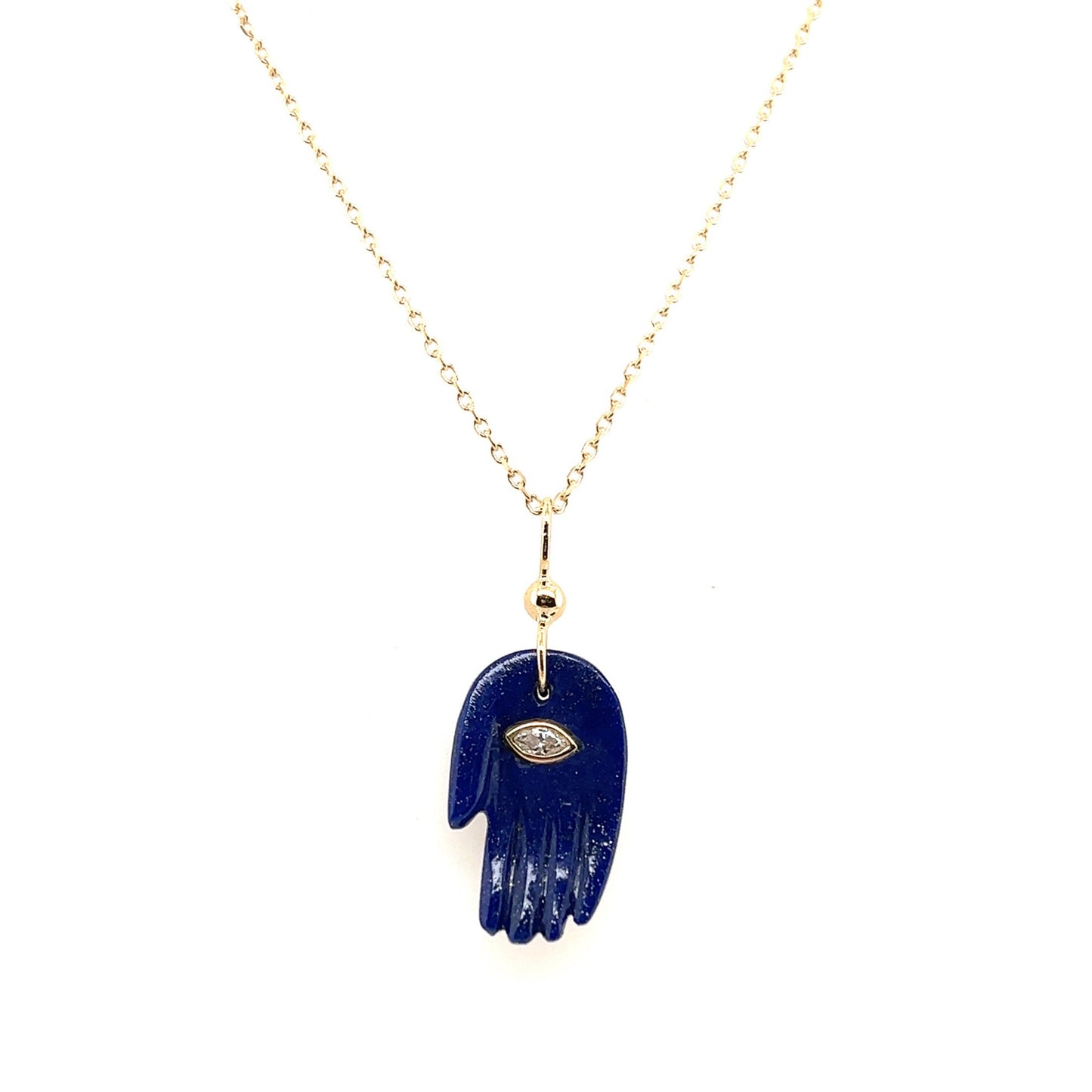 Celine Daoust 14k Lapis and Diamond Mudra's Pendant Necklace