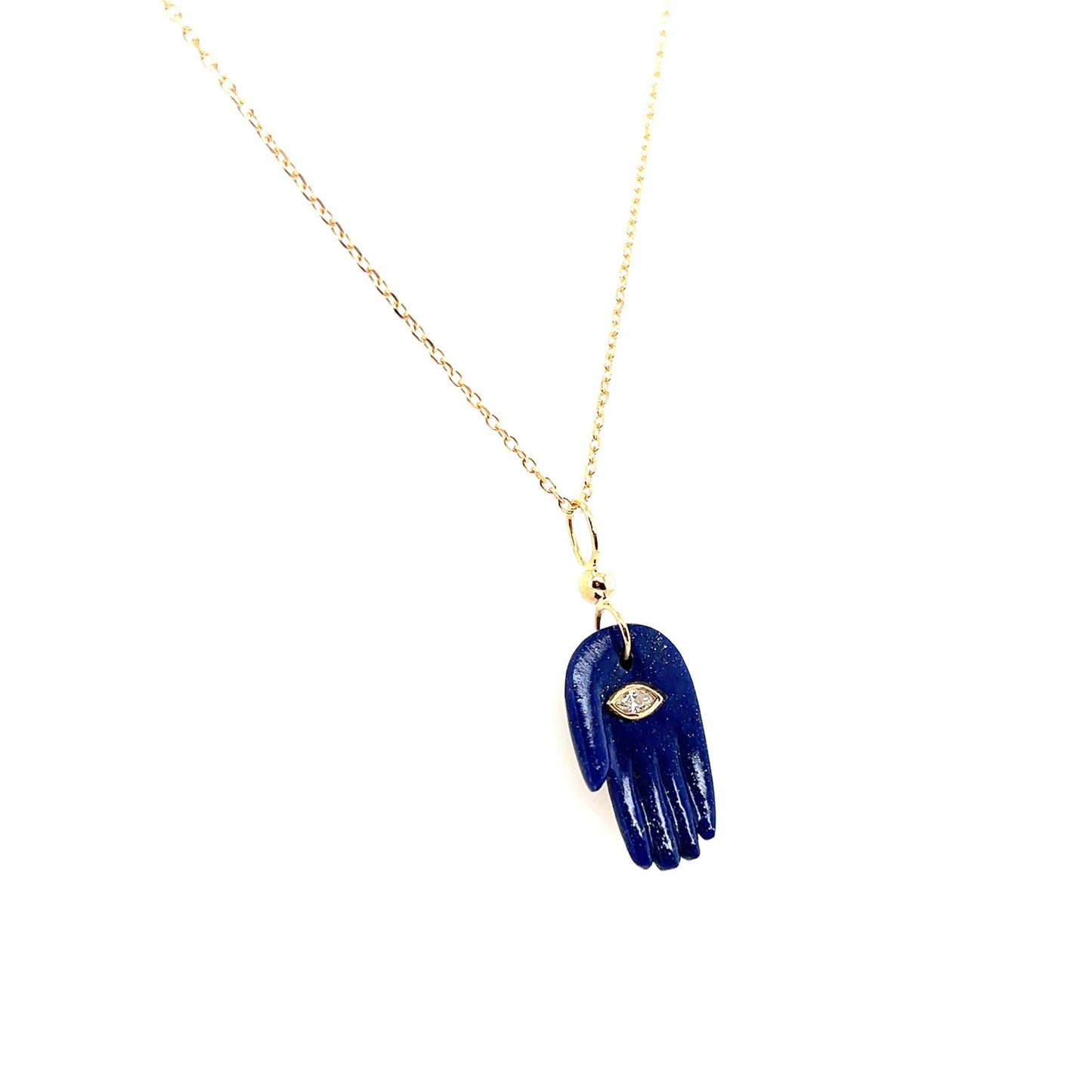 Celine Daoust 14k Lapis and Diamond Mudra's Pendant Necklace