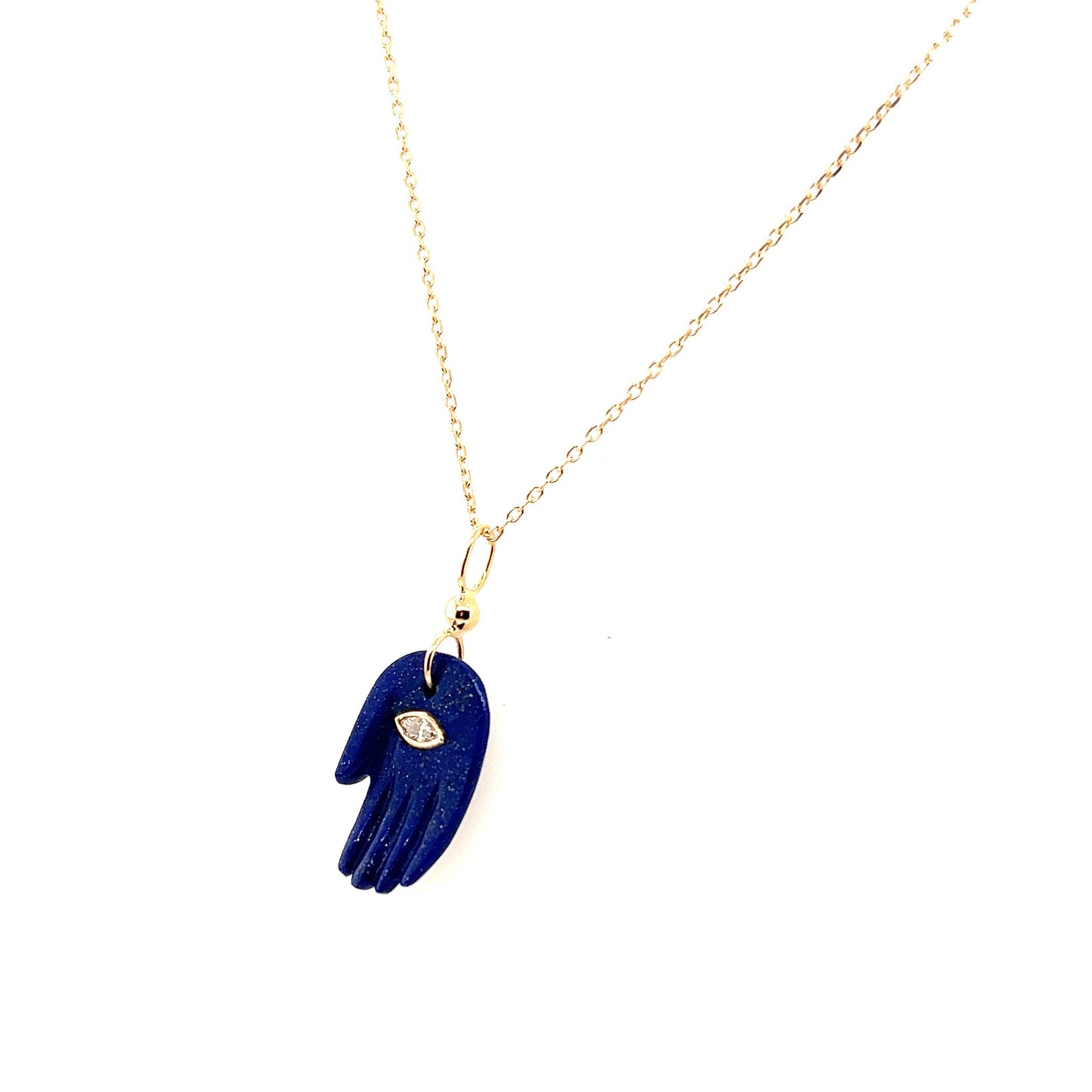 Celine Daoust 14k Lapis and Diamond Mudra's Pendant Necklace