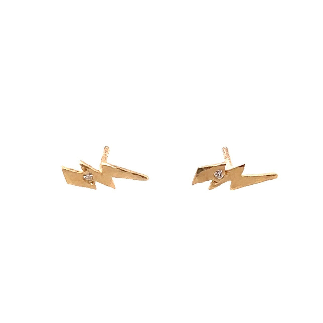 Victoria Cunningham 14kt Yellow Gold Diamond Lightning Bolt Studs