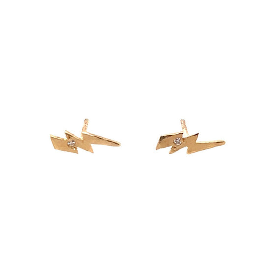 Victoria Cunningham 14kt Yellow Gold Diamond Lightning Bolt Studs