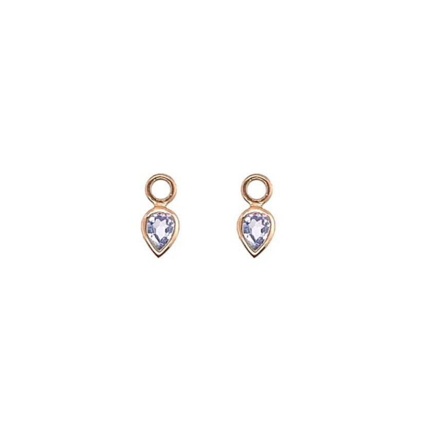 Metier 9KT Yellow Gold Pear Shape Tanzanite Plaque Pair