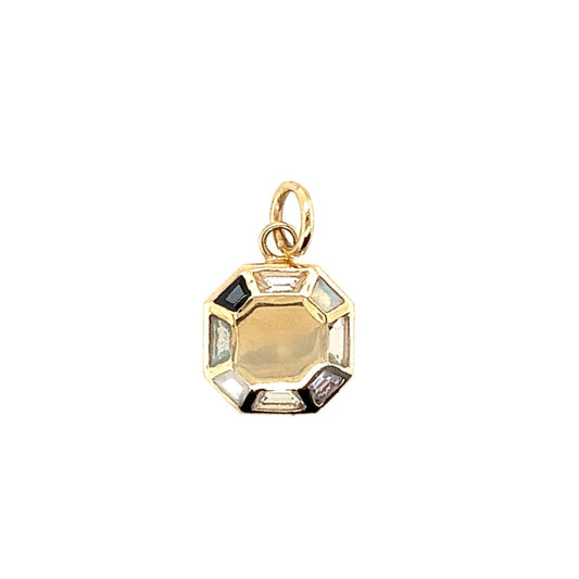 Metier 9KT Yellow Gold Pastel Gemstone Octagon Plaque