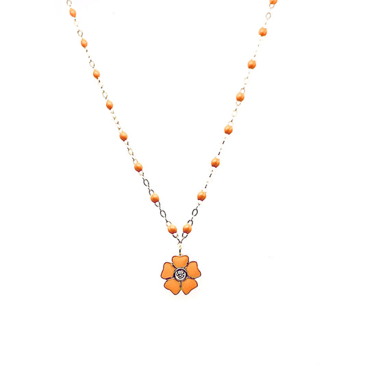 Gigi Clozeau 18kt Classic Flower Diamond Resin Necklace