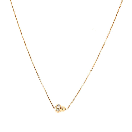 Iwona Ludyga Design 14kt Yellow Gold Tiny Skully Diamond Necklace