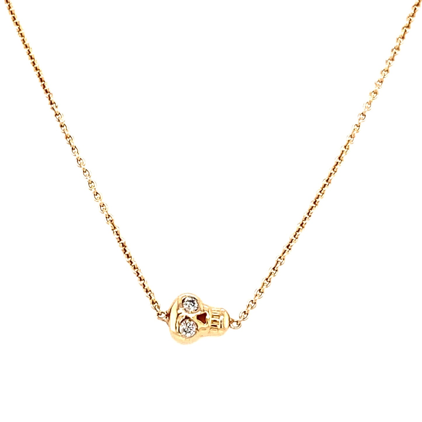 Iwona Ludyga Design 14kt Yellow Gold Tiny Skully Diamond Necklace