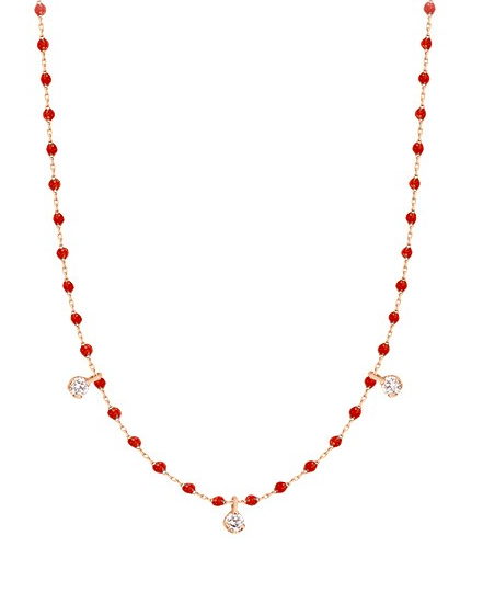 Gigi Clozeau 18kt Mini 3 Diamond Resin Necklace