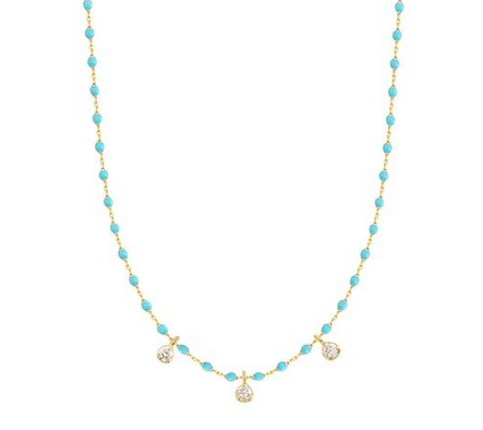 Gigi Clozeau 18kt Mini 3 Diamond Resin Necklace