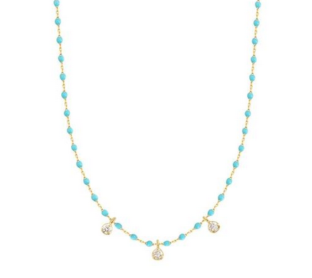 Gigi Clozeau 18kt Mini Triple Diamond Resin Necklace