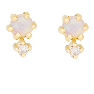 Hortense 14kt Petite Cherie Duo Opal Diamond Stud Earrings