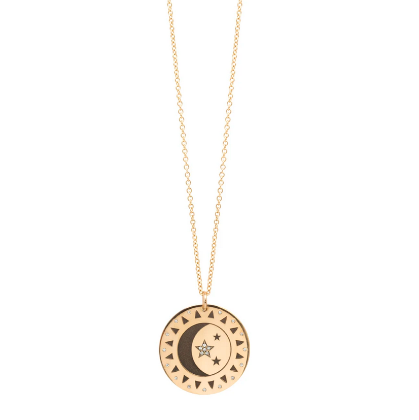 Zoë Chicco 14kt Yellow Gold Total Eclipse Medallion Necklace