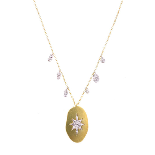 Meira T 14kt Yellow Gold Matte Diamond Starburst Charm Necklace