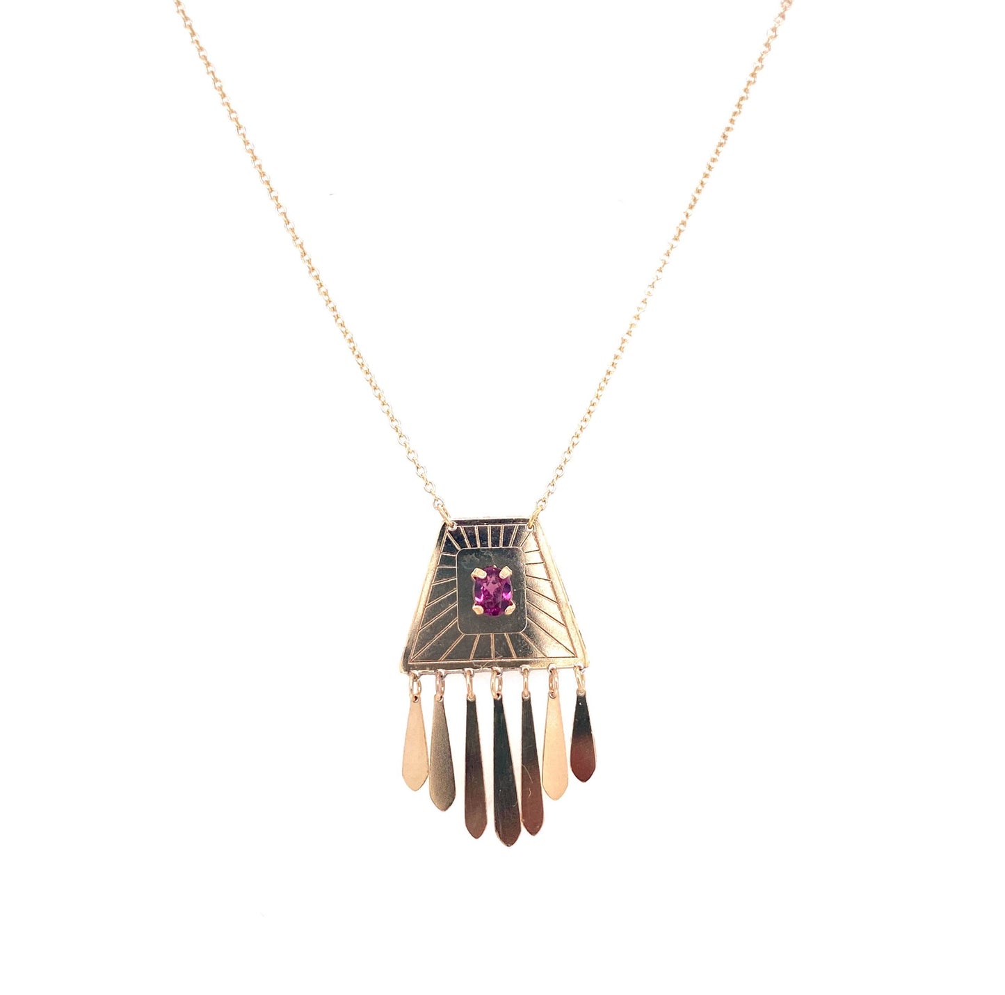 Perry De La Rosa Manda Garnet Dagger Necklace