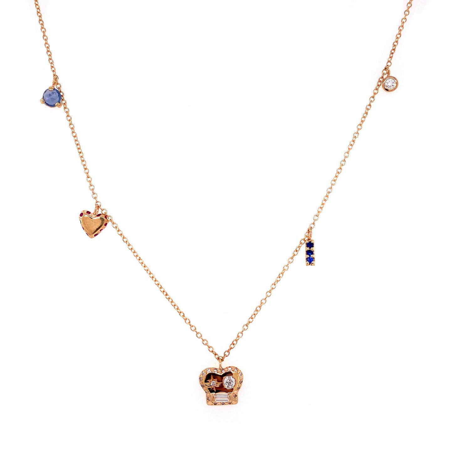 Scosha 14kt Yellow Gold Brian Mixed Diamond Charm Necklace