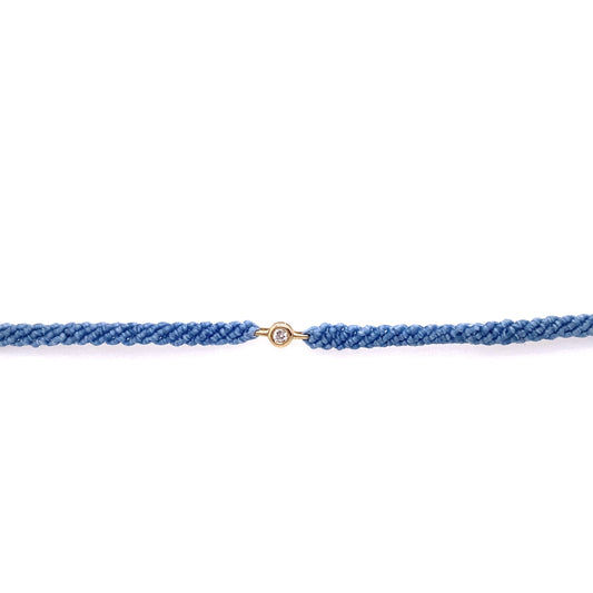 Scosha 10kt Yellow Gold Single Diamond Bezel Tropical Blue Cord Bracelet