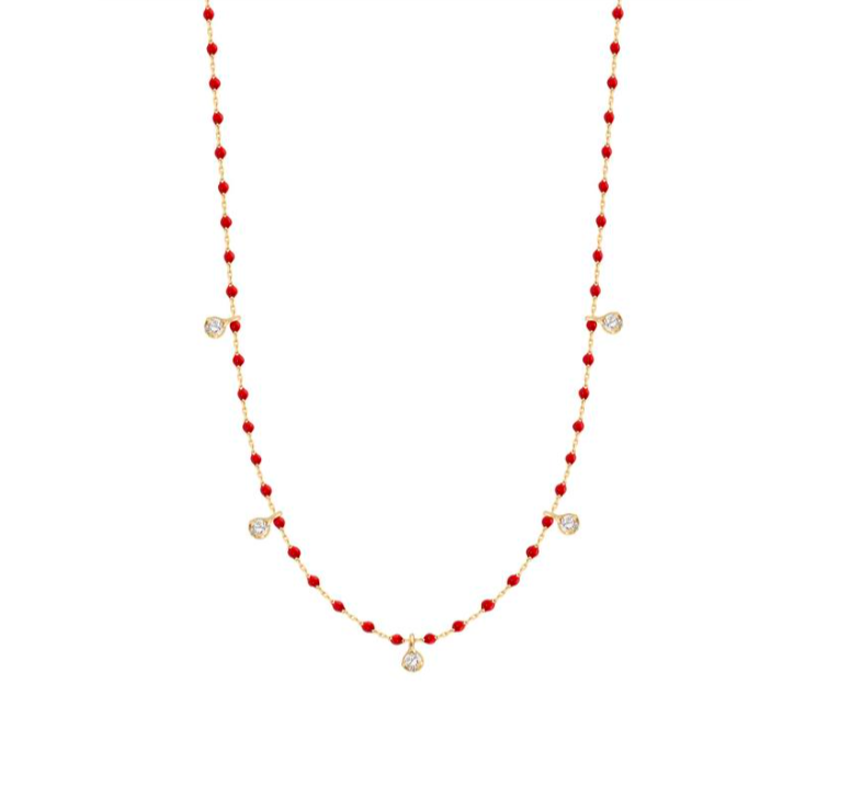 Gigi Clozeau 18kt Mini 5 Diamond Resin Necklace