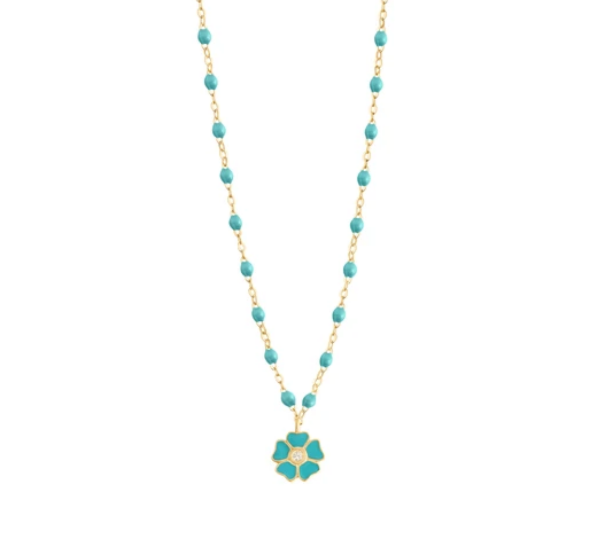 Gigi Clozeau 18kt Classic Flower Diamond Resin Necklace