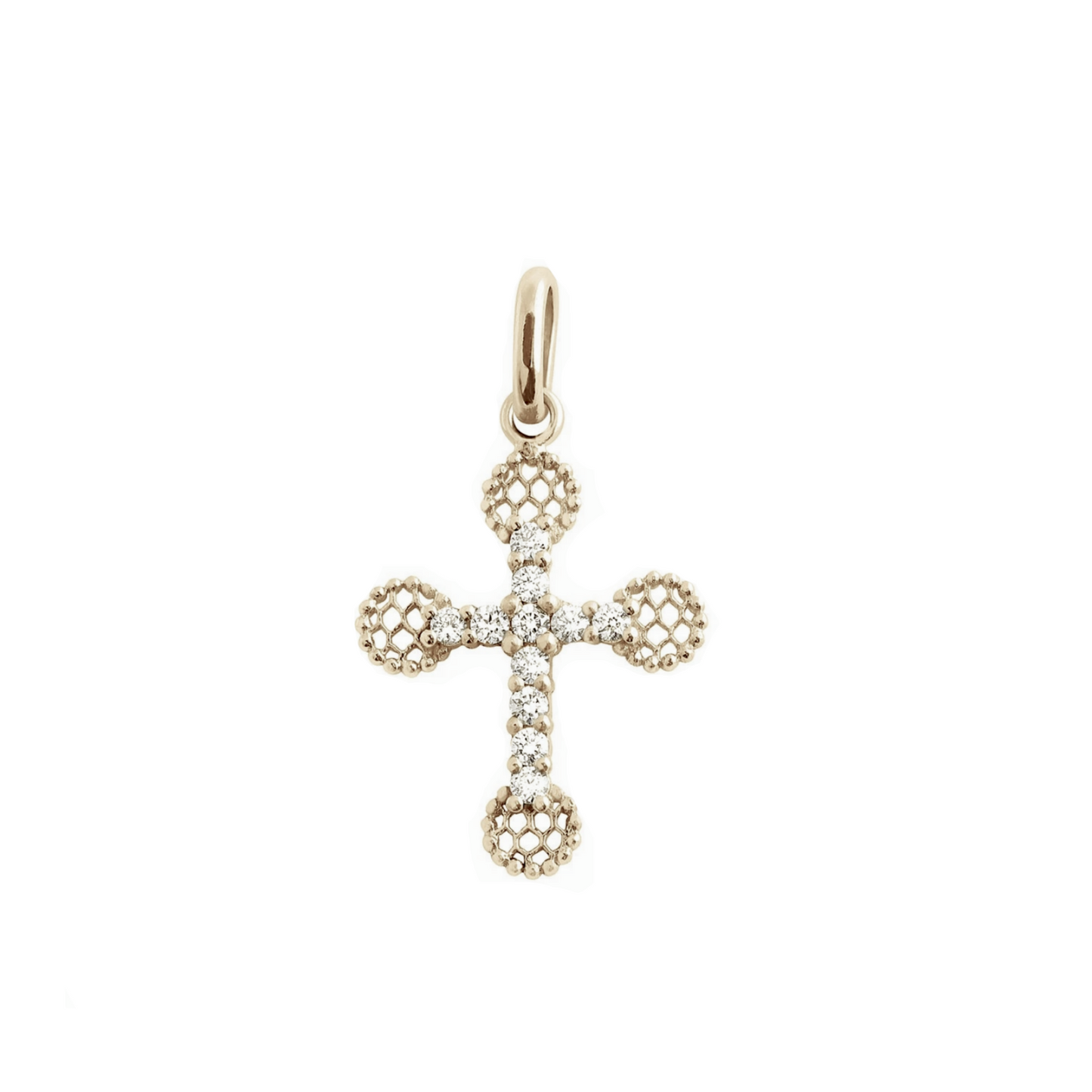 Gigi Clozeau 18kt Petite Lace Diamond Cross Pendant