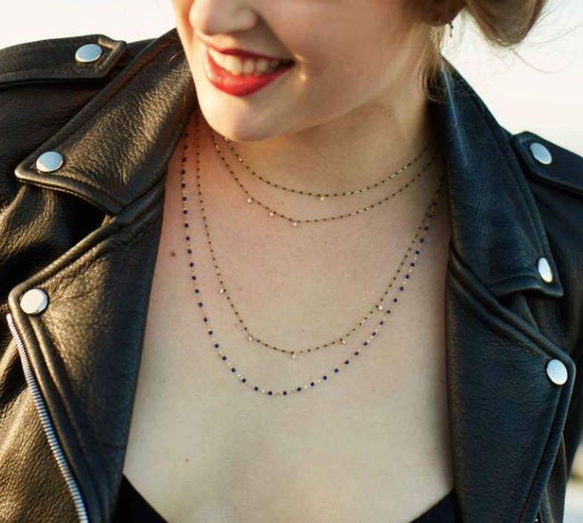Gigi Clozeau 18kt Mini 3 Diamond Resin Necklace