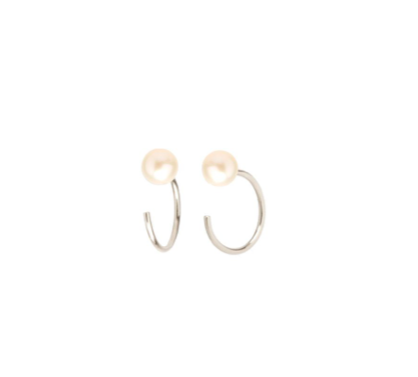 Zoë Chicco 14kt Fresh Water Pearl Tiny Huggy Hoop Earrings