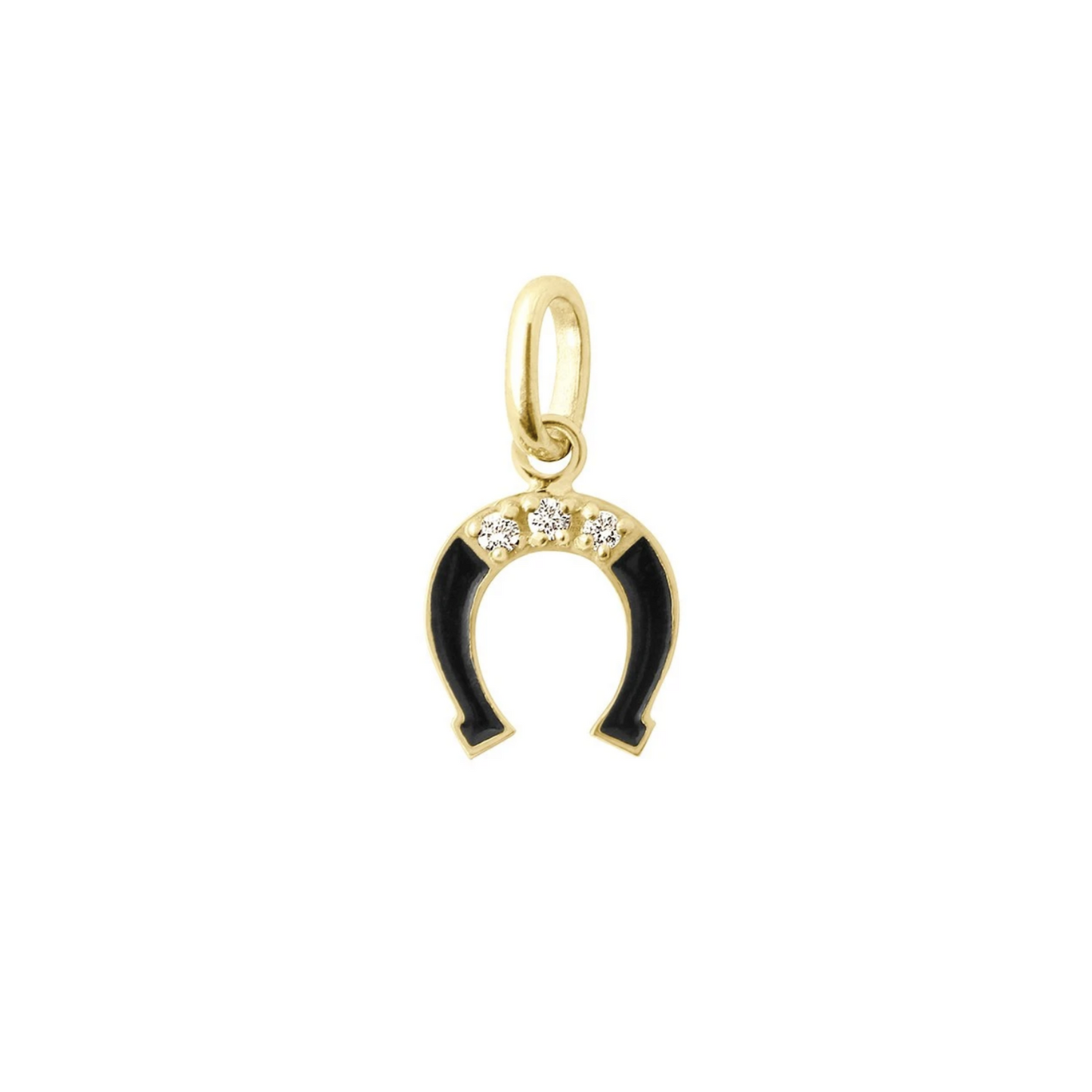 Gigi Clozeau 18kt Three Diamond Horseshoe Charm