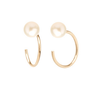 Zoë Chicco 14kt Fresh Water Pearl Tiny Huggy Hoop Earrings