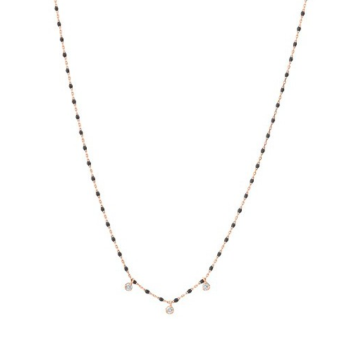 Gigi Clozeau 18kt Mini 3 Diamond Resin Necklace