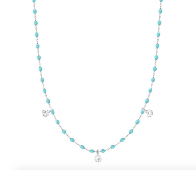 Gigi Clozeau 18kt Mini 3 Diamond Resin Necklace