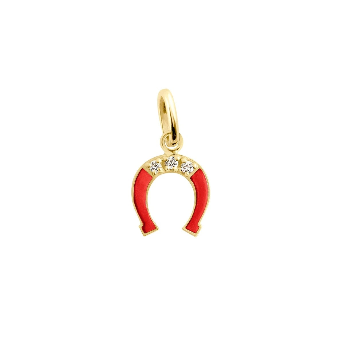 Gigi Clozeau 18kt Three Diamond Horseshoe Charm