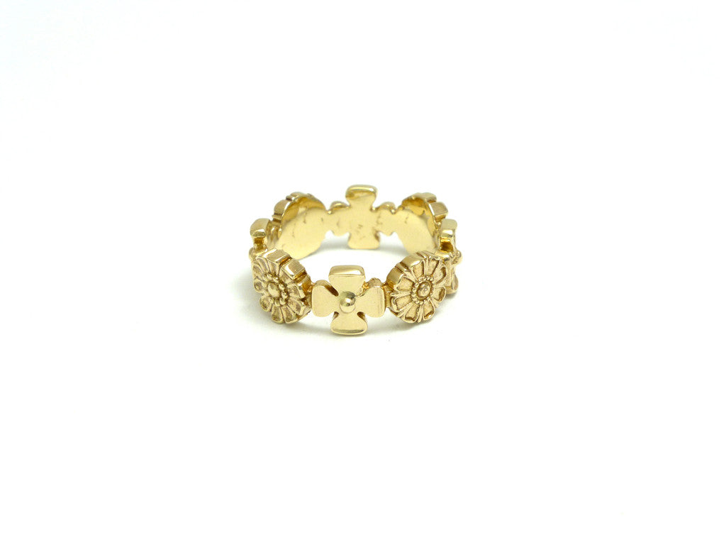Exclusive 14kt Ornate Flower Eternity Band Ring