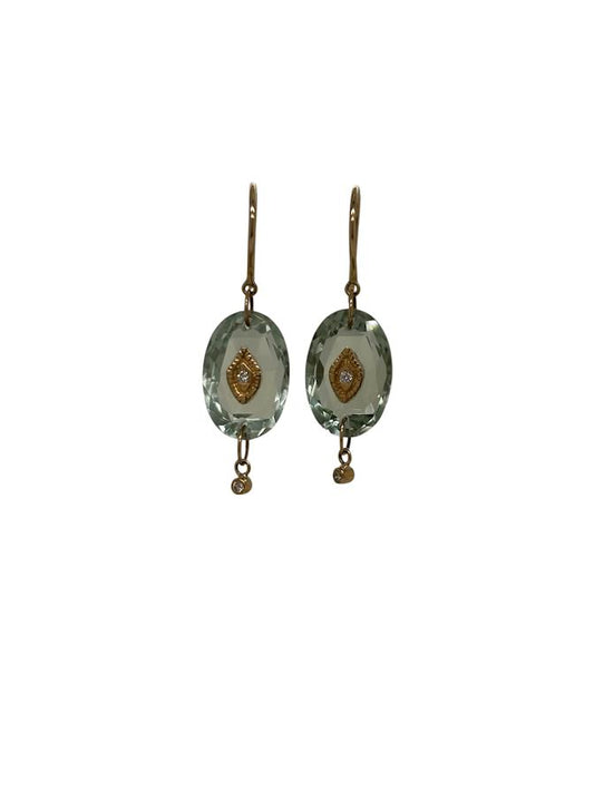 Pascale Monvoisin 9KT "SOUAD" Green Amethyst and Diamond Earrings