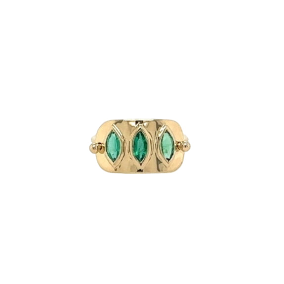 Celine Daoust 14k Triple Marquise Emerald Solid Gold Plate Ring