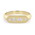 Zoë Chicco 14kt Diamond Mosaic Brushed Gold Hexagonal Signet Ring