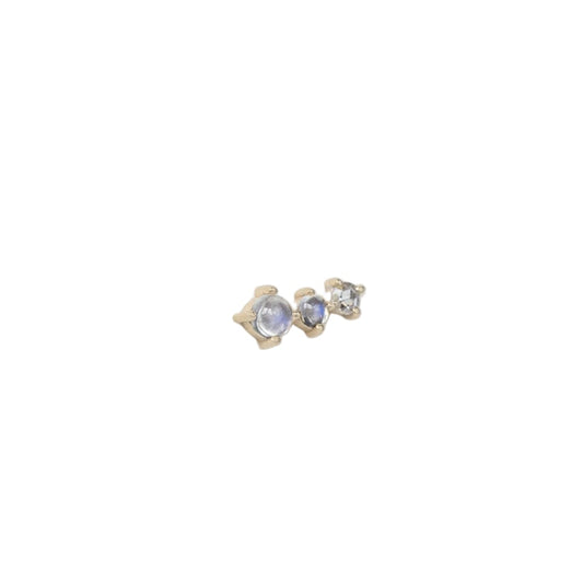 Celine Daoust 14k Two Moonstones One Diamond Single Earring