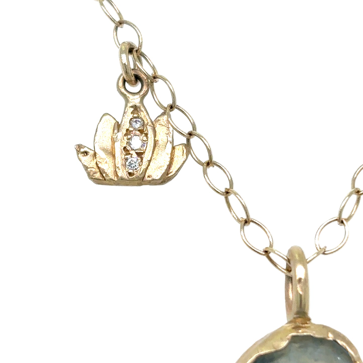 Victoria Cunningham 14KT Aquamarine Buddha and Lotus Necklace