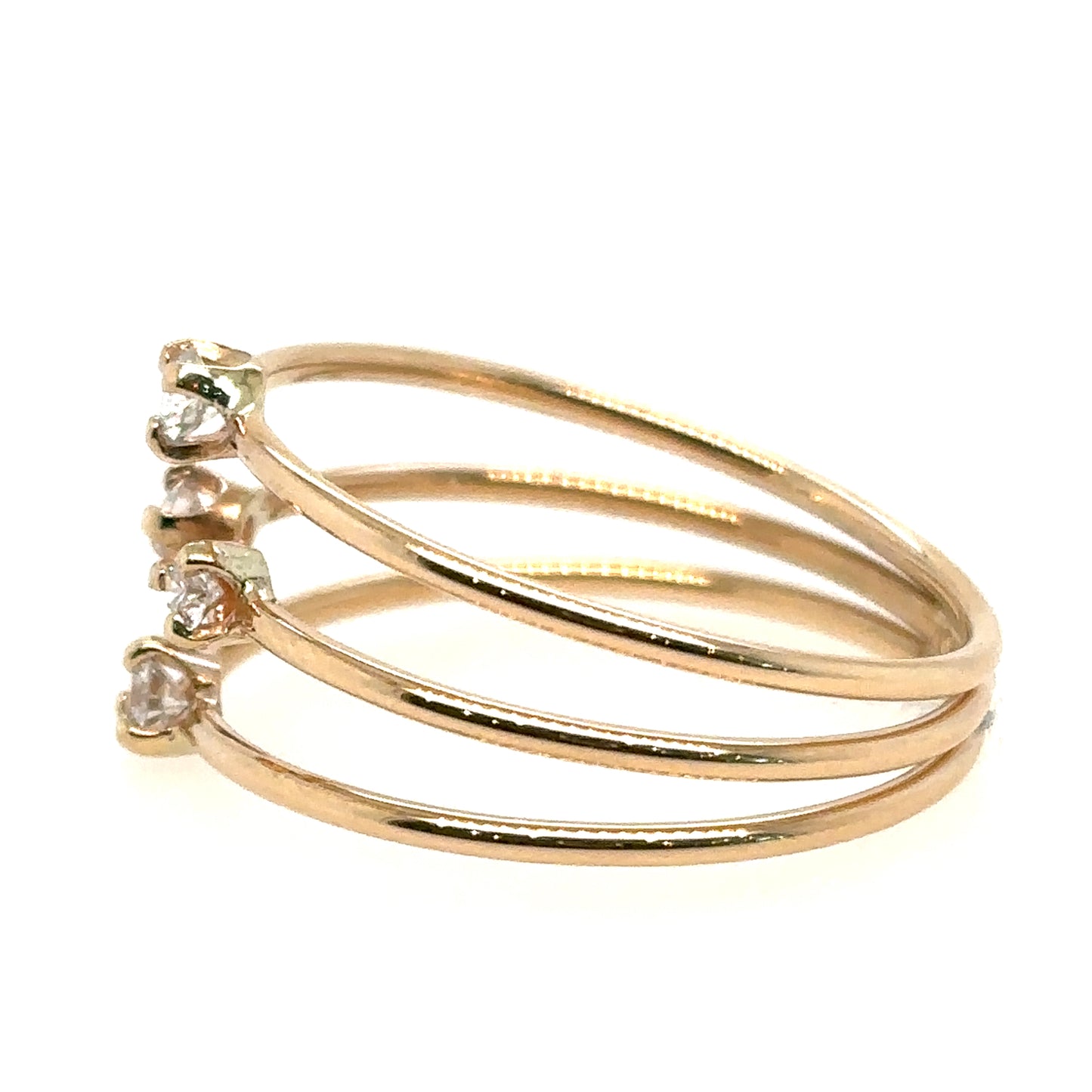 Zoë Chicco 14kt Gold Prong Diamond Triple Open Band Ring